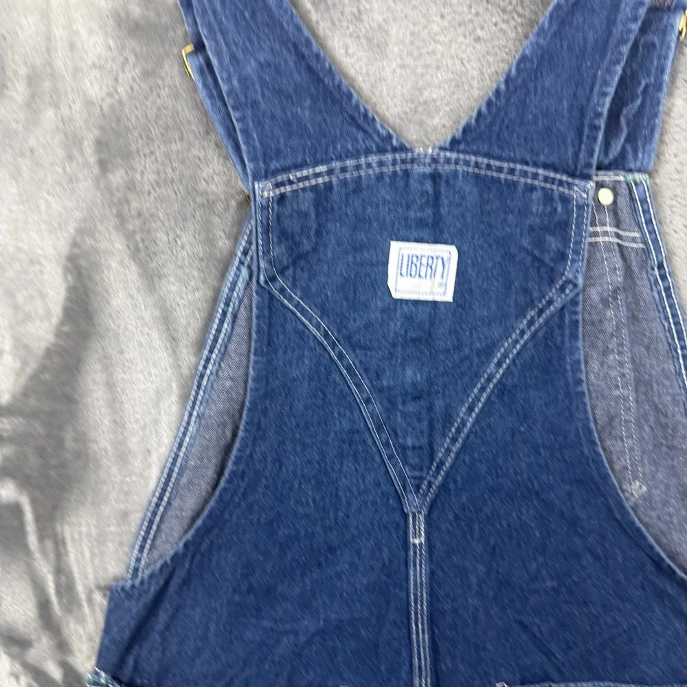 Liberty Denim Bib Overalls Mens 36 Blue Good Cut Off Shorts Green Zip Workwear